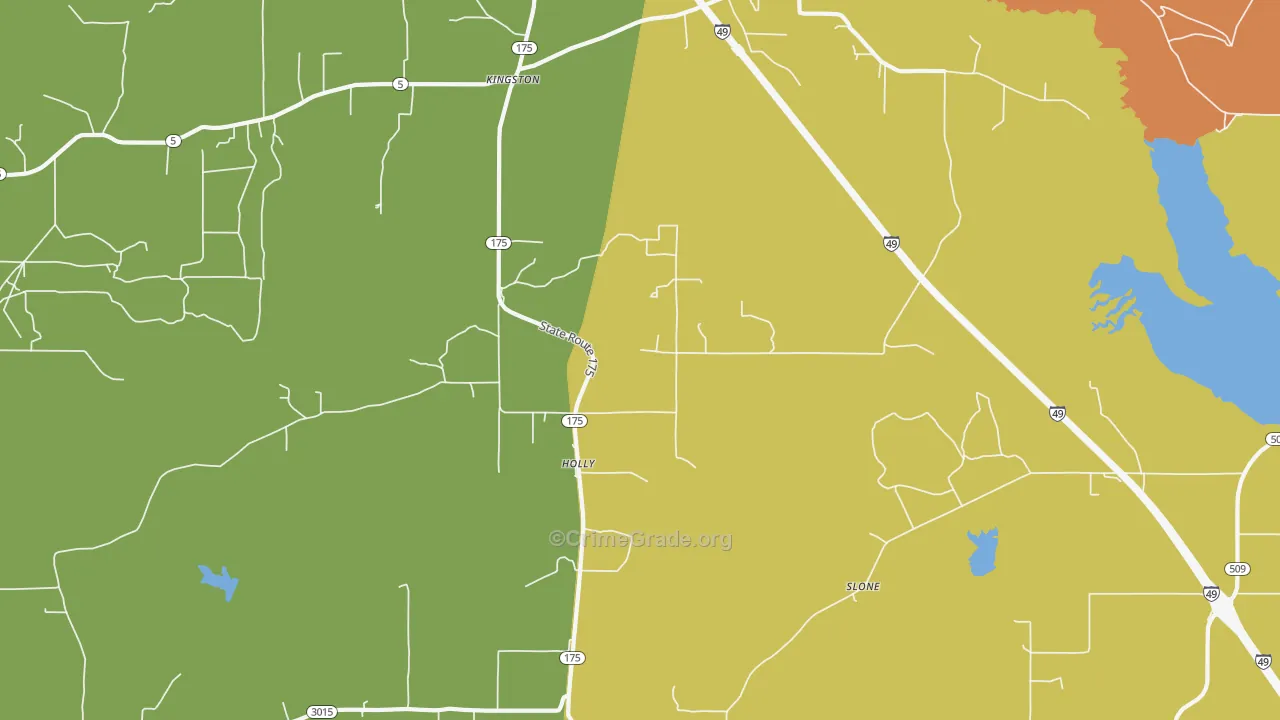 Holly, LA Map of Robbery Rates