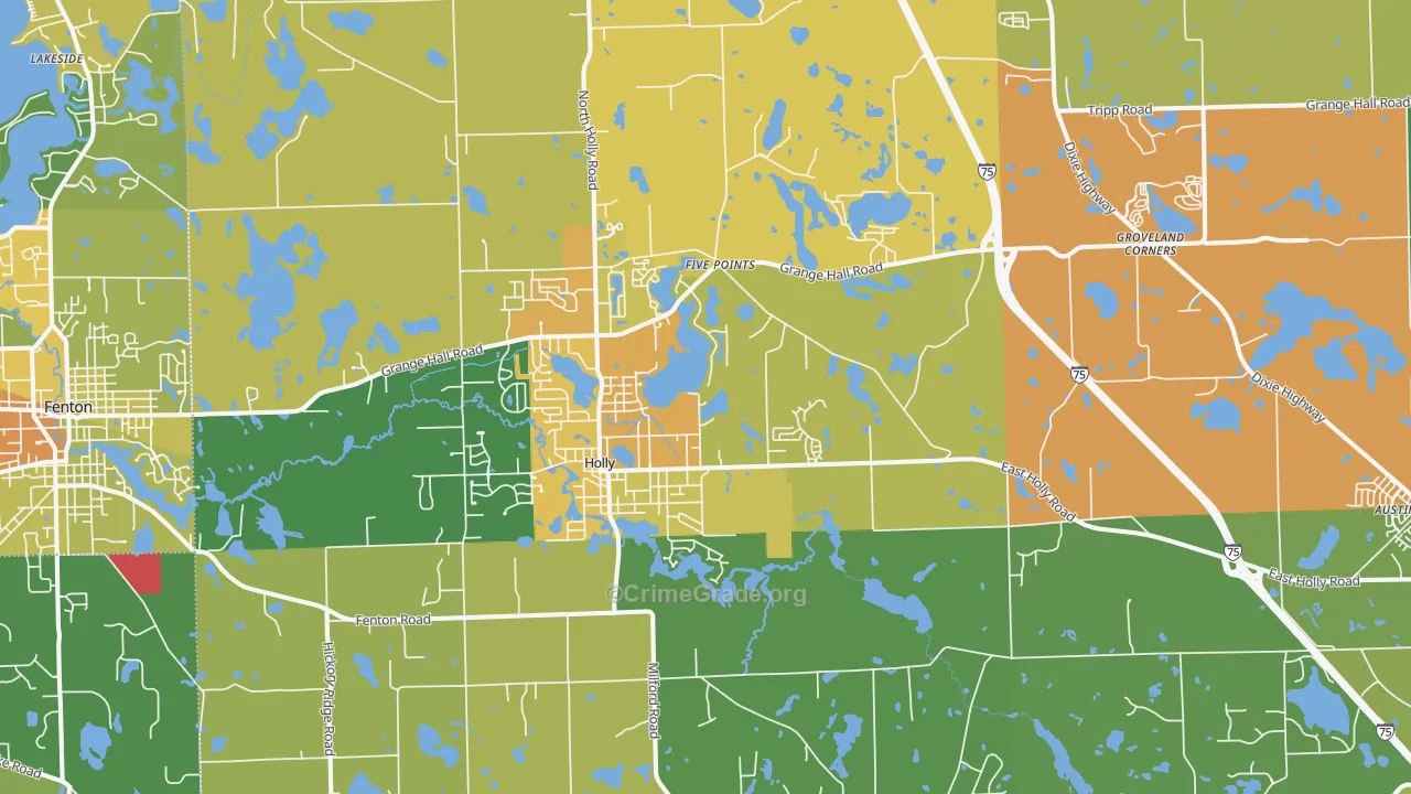 Holly, MI Map of Robbery Rates