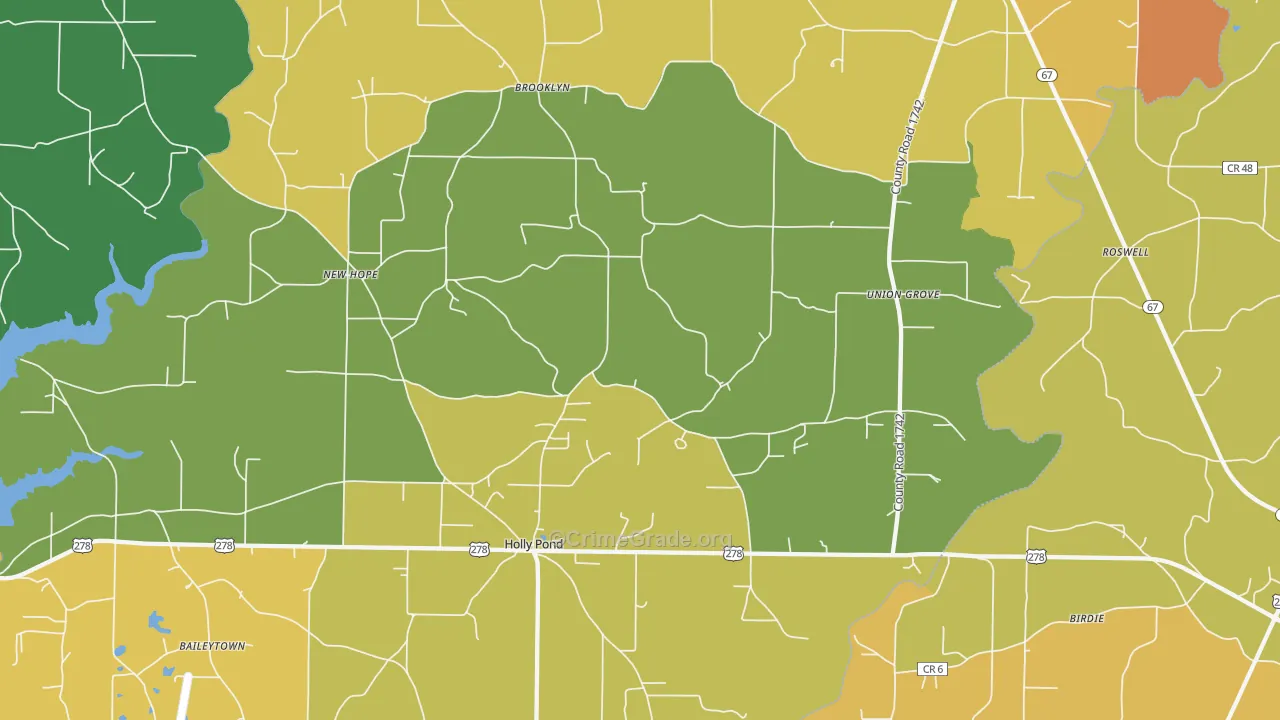 Holly Pond, AL Map of Robbery Rates