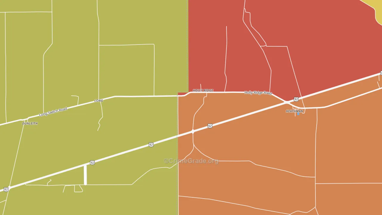Holly Ridge, MS Map of Robbery Rates