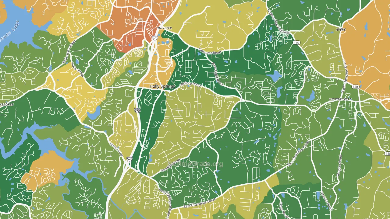 Holly Springs, GA Map of Robbery Rates