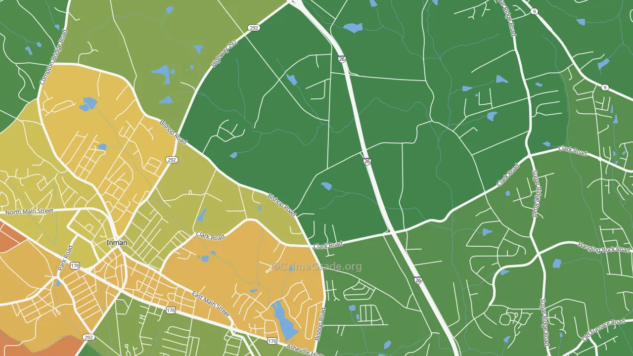 Holly Springs, SC Map of Robbery Rates