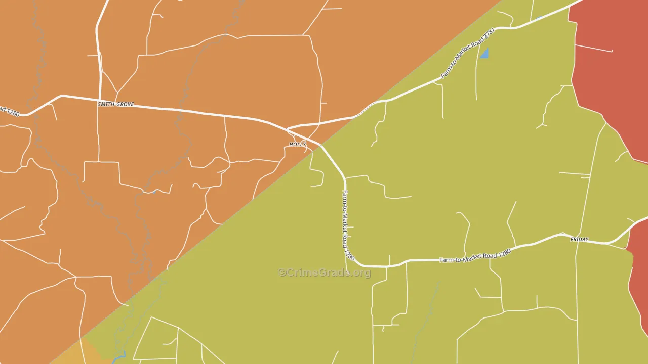 Holly, TX Map of Robbery Rates