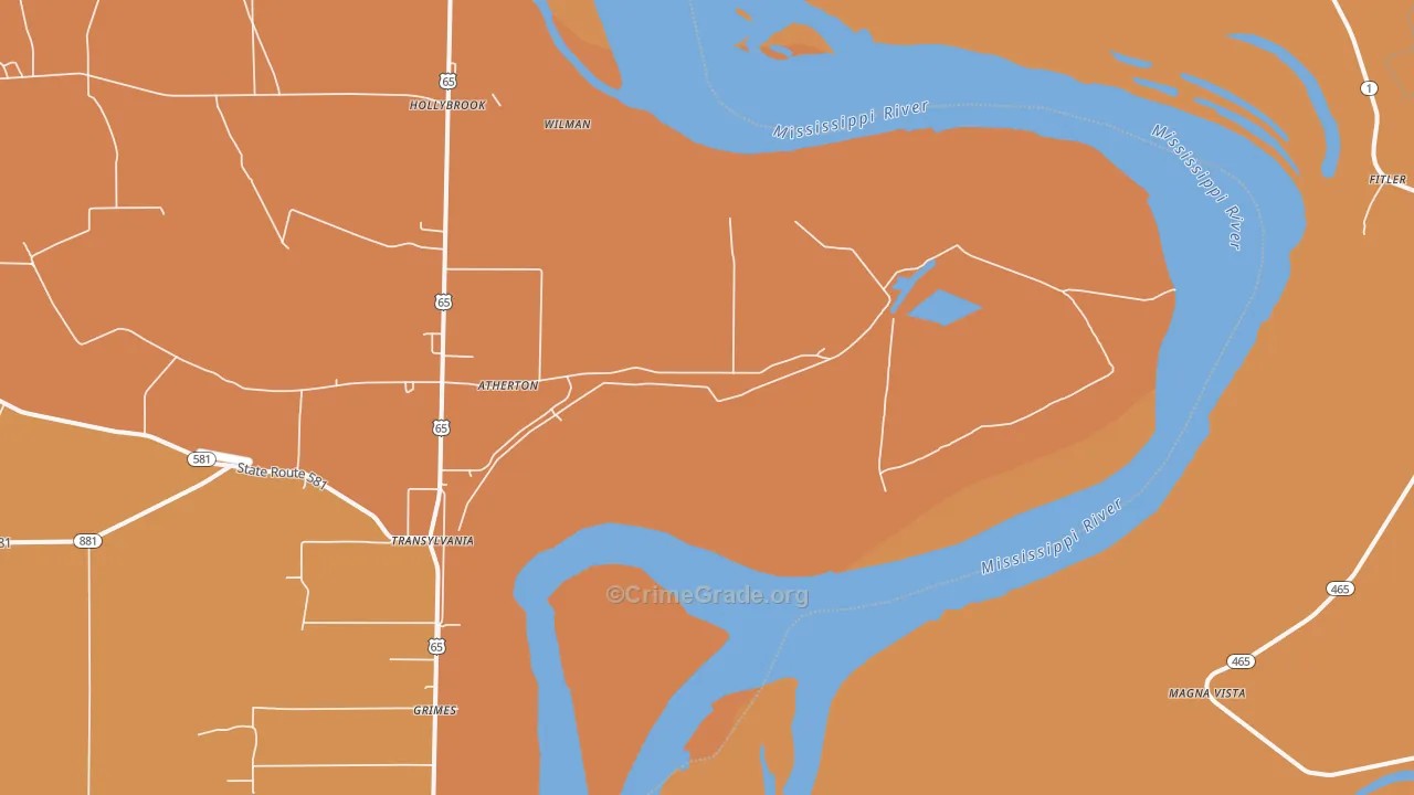 Hollybrook, LA Map of Robbery Rates