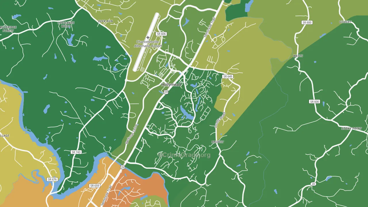 Hollymead, VA Map of Robbery Rates