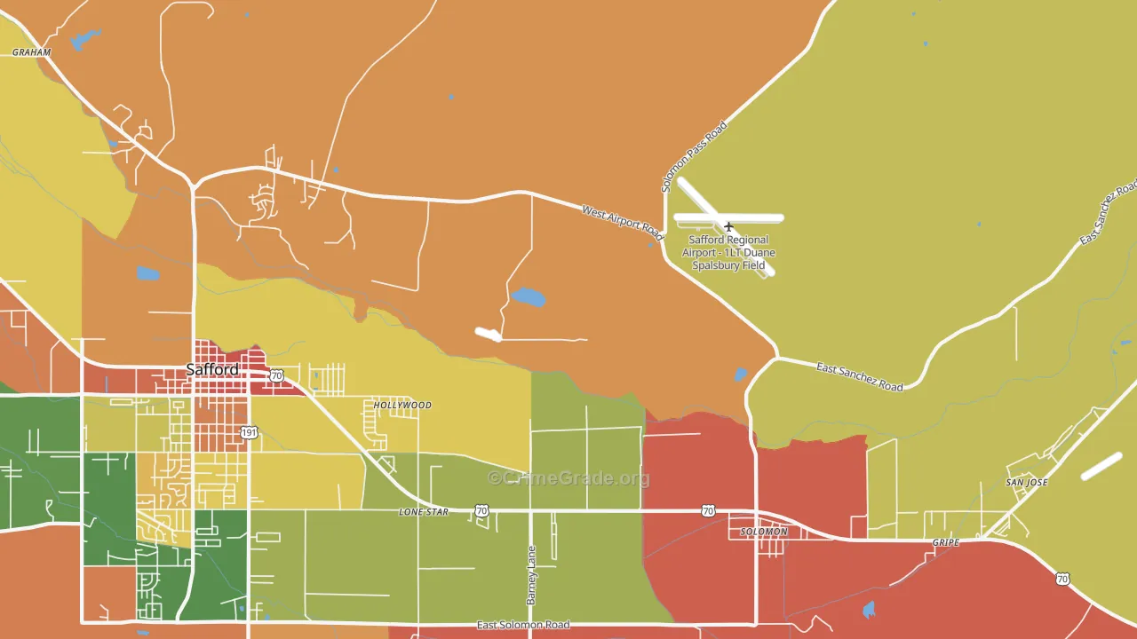 Hollywood, AZ Map of Robbery Rates