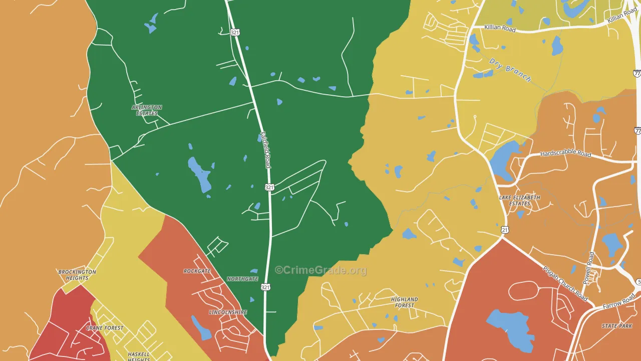 Hollywood Hills, SC Map of Robbery Rates