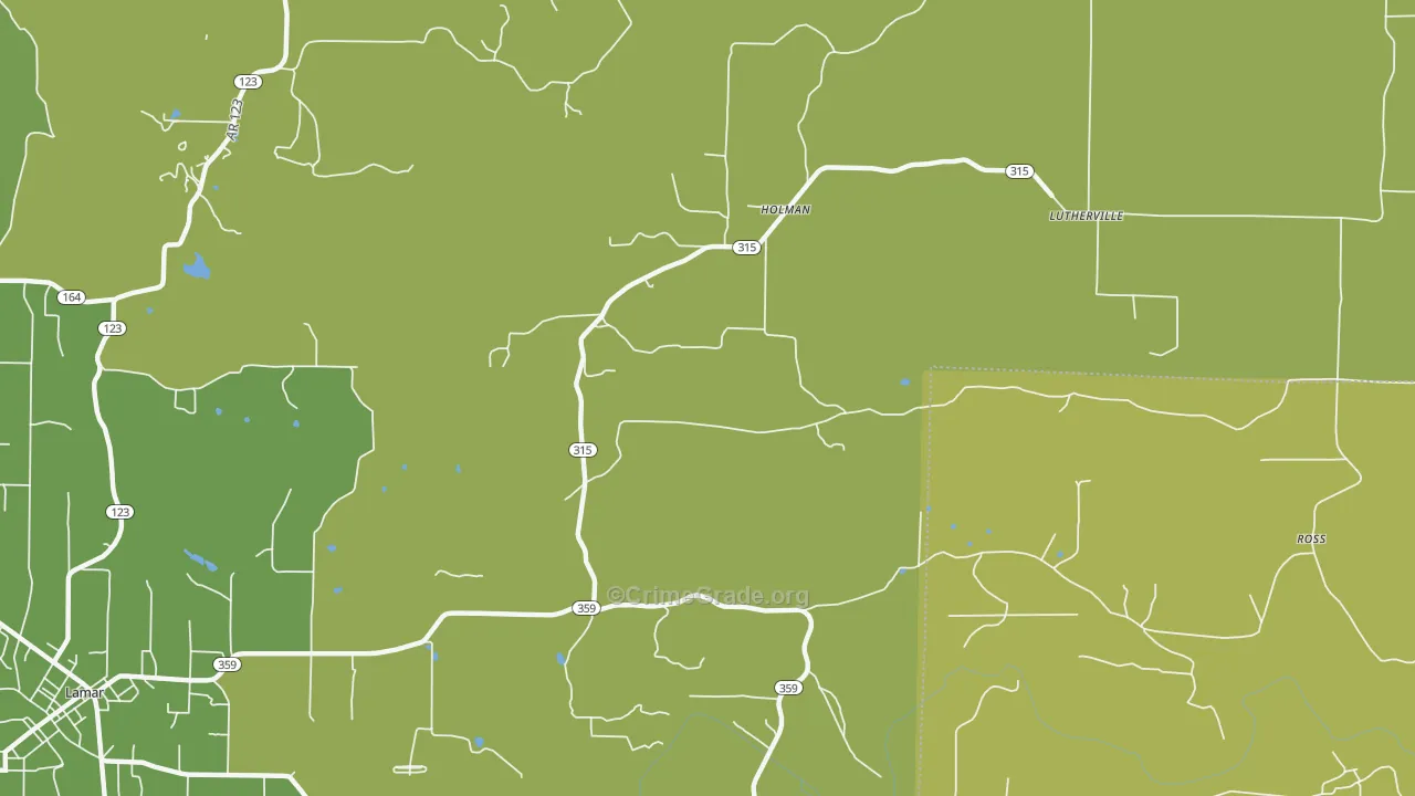 Holman, AR Map of Robbery Rates