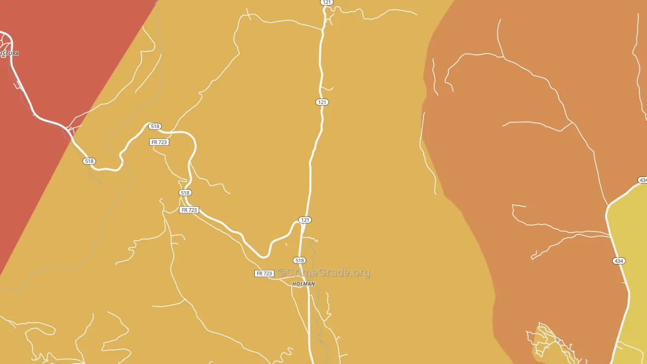 Holman, NM Map of Robbery Rates