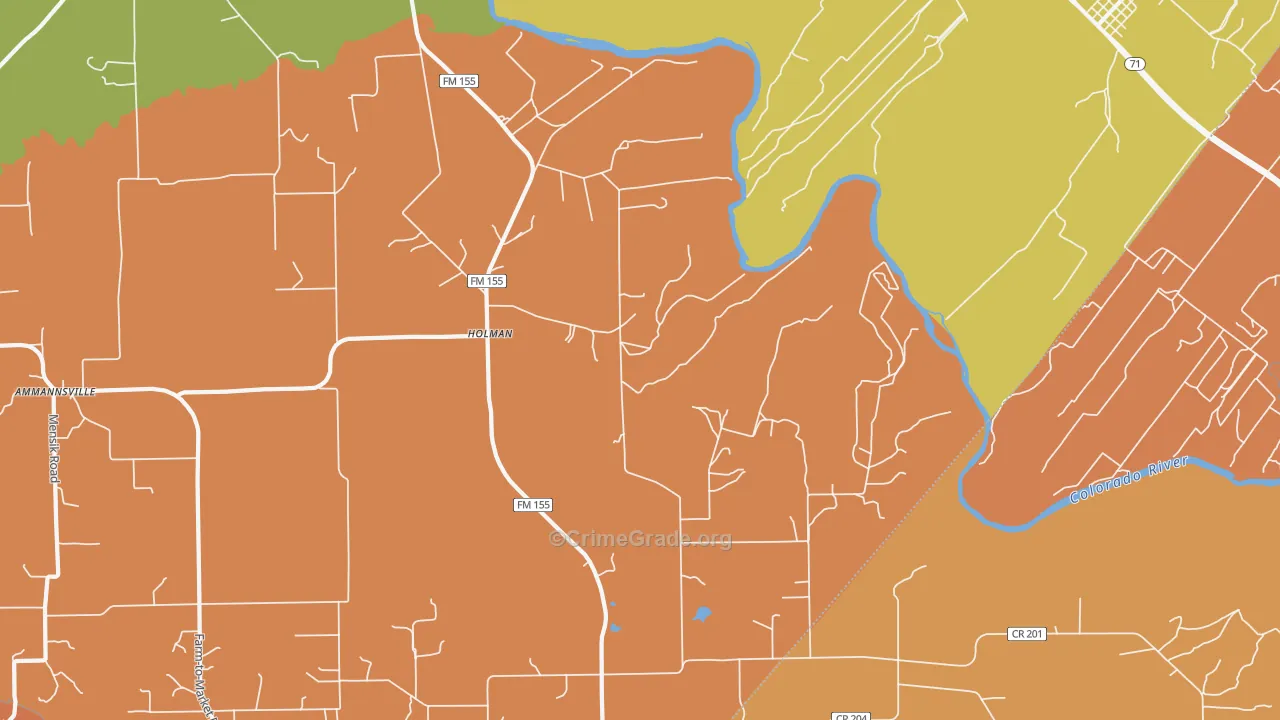 Holman, TX Map of Robbery Rates