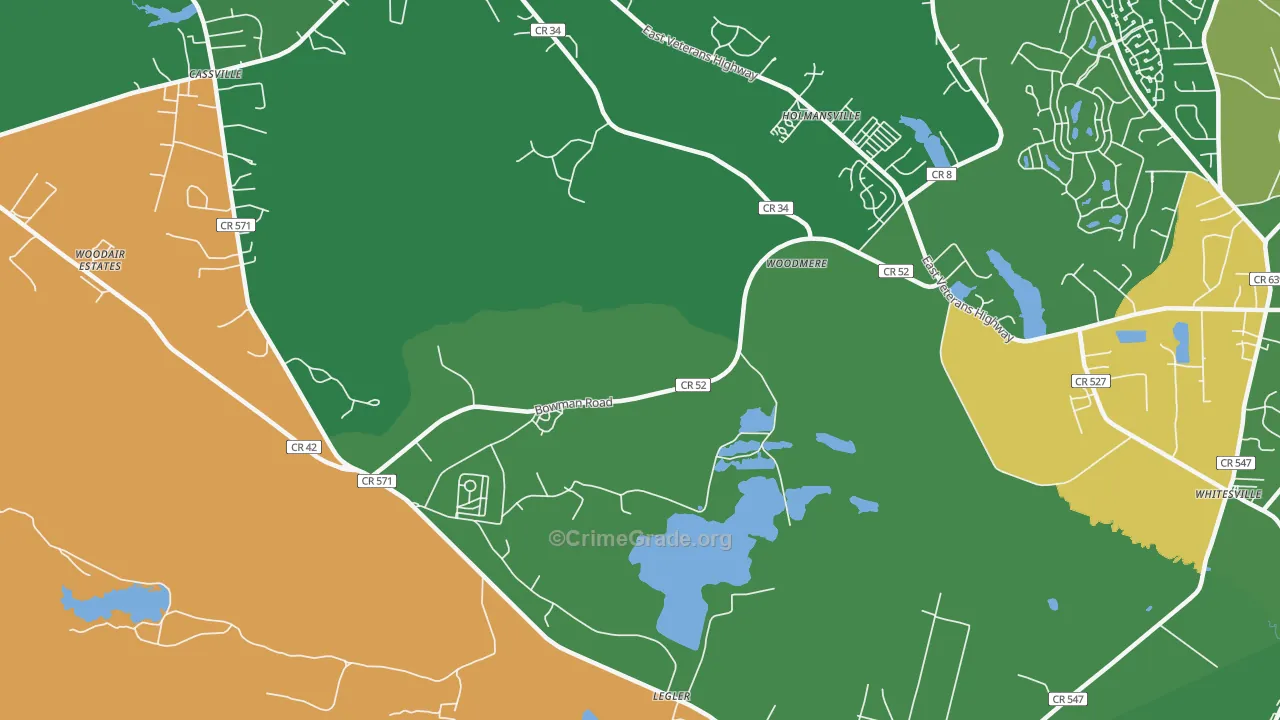 Holmansville, NJ Map of Robbery Rates