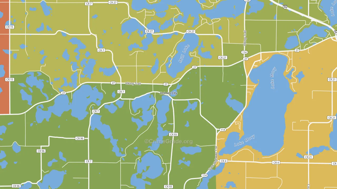 Holmes City, MN Map of Robbery Rates