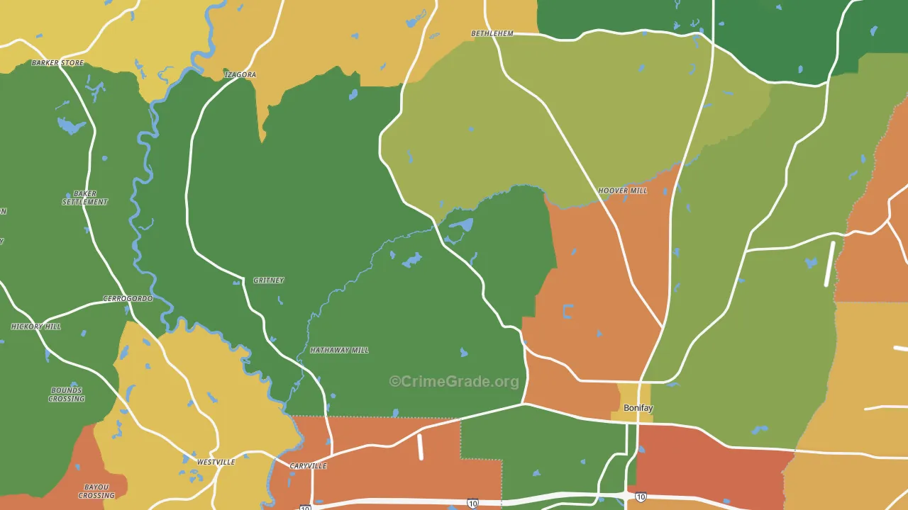 Holmes County, FL Map of Robbery Rates