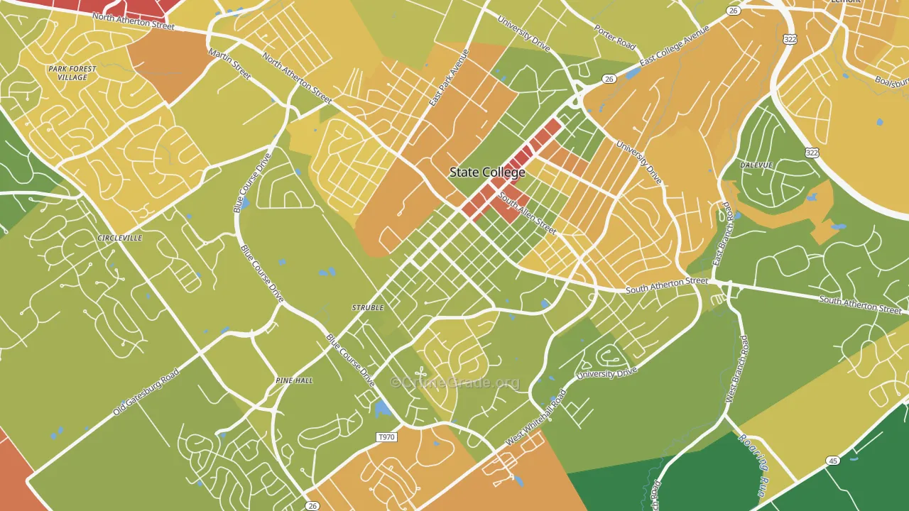 Holmes-Foster Historic District, State College, PA Map of Robbery Rates