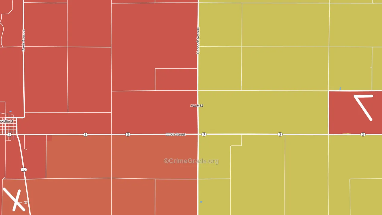 Holmes, IA Map of Robbery Rates