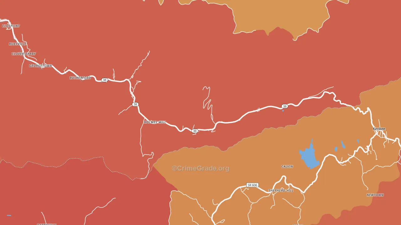 Holmes Mill, KY Map of Robbery Rates