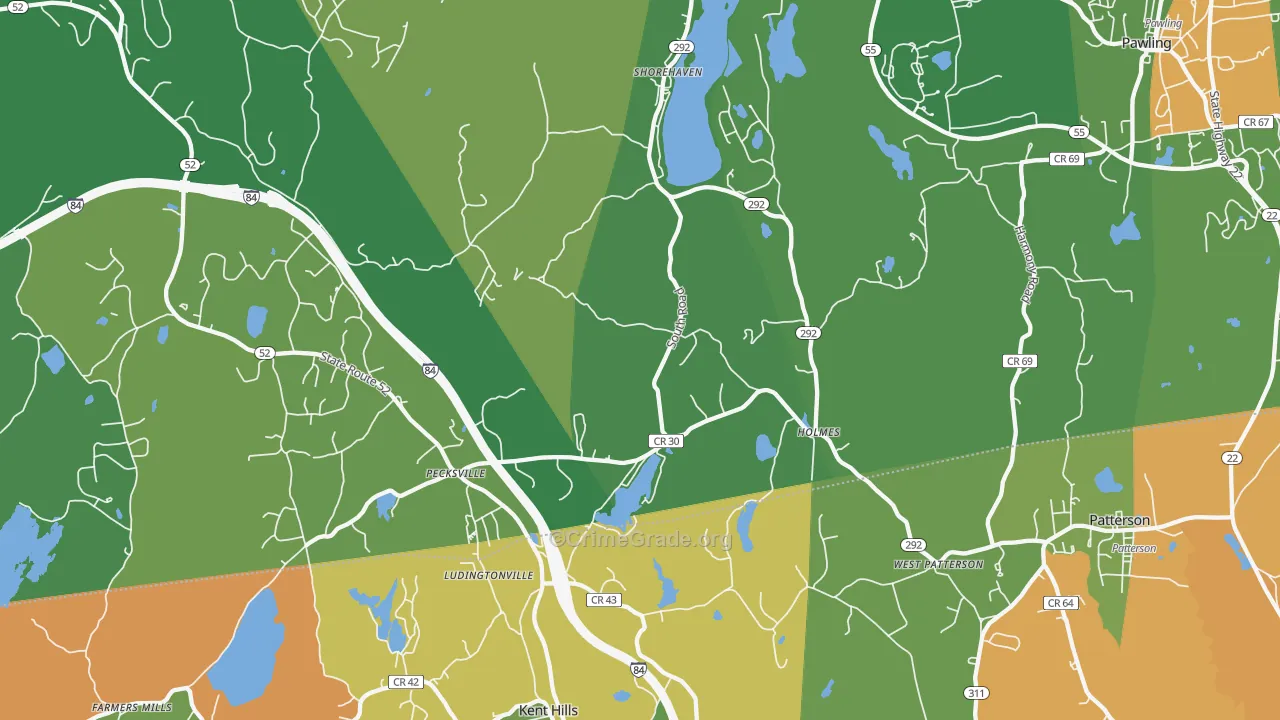 Holmes, NY Map of Robbery Rates