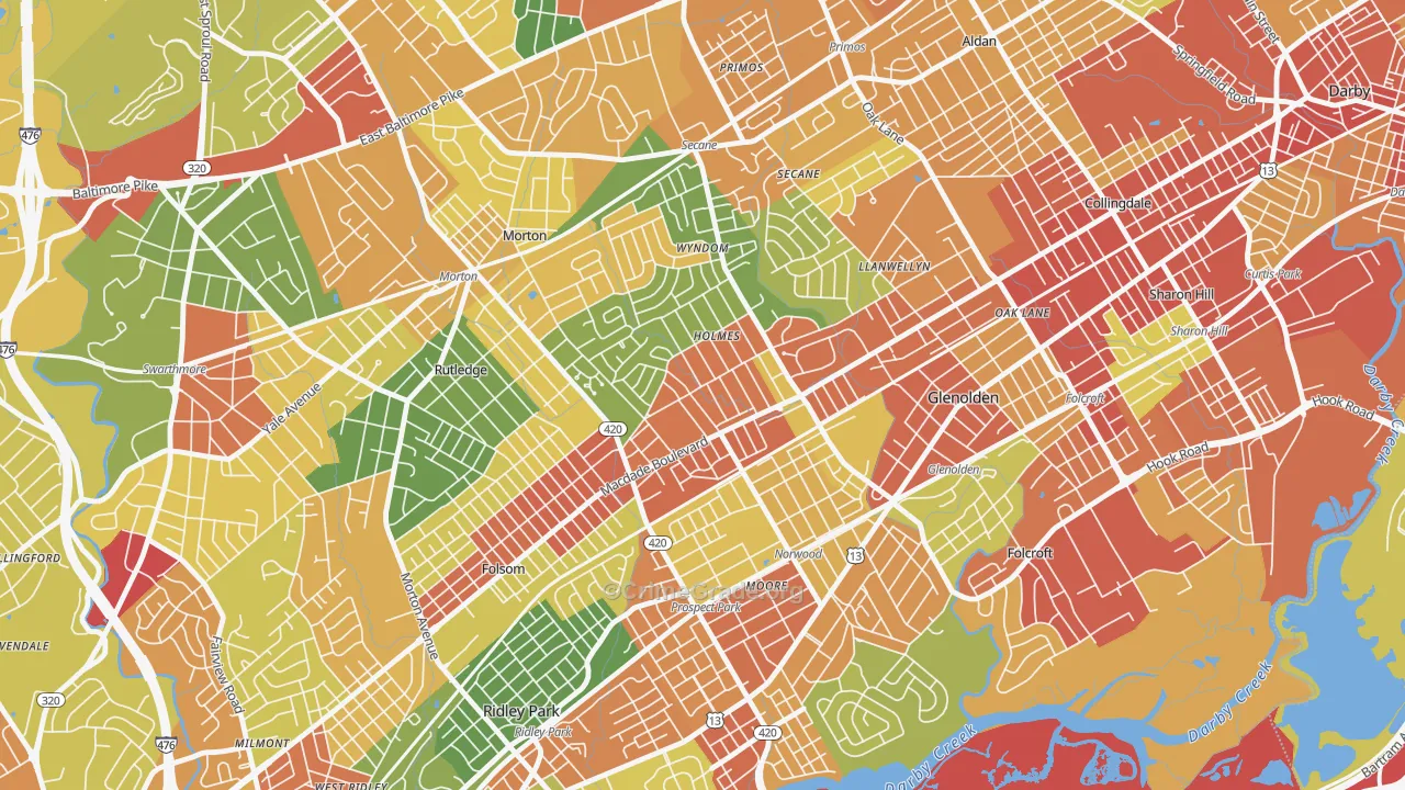 Holmes, PA Map of Robbery Rates