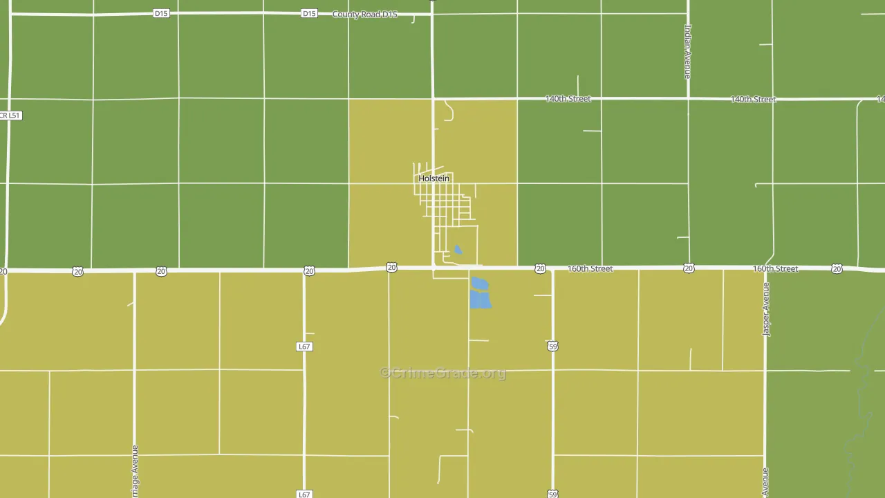 Holstein, IA Map of Robbery Rates
