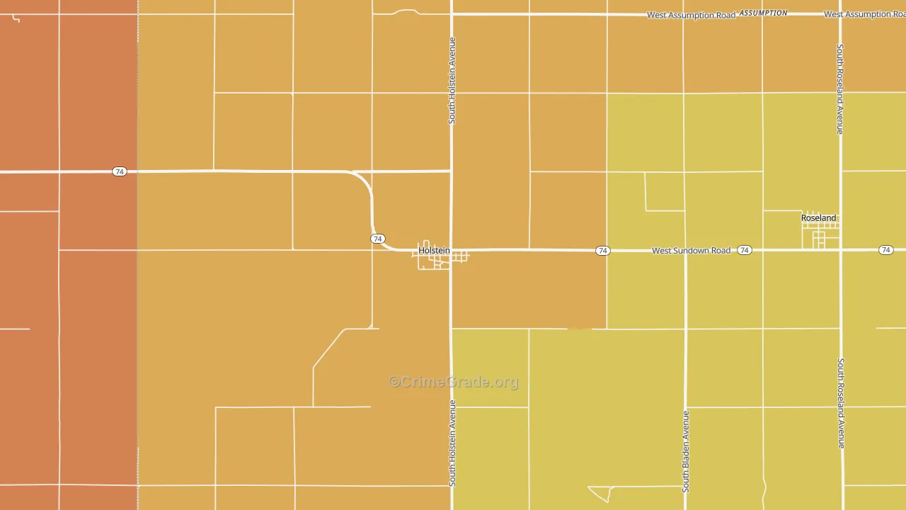 Holstein, NE Map of Robbery Rates