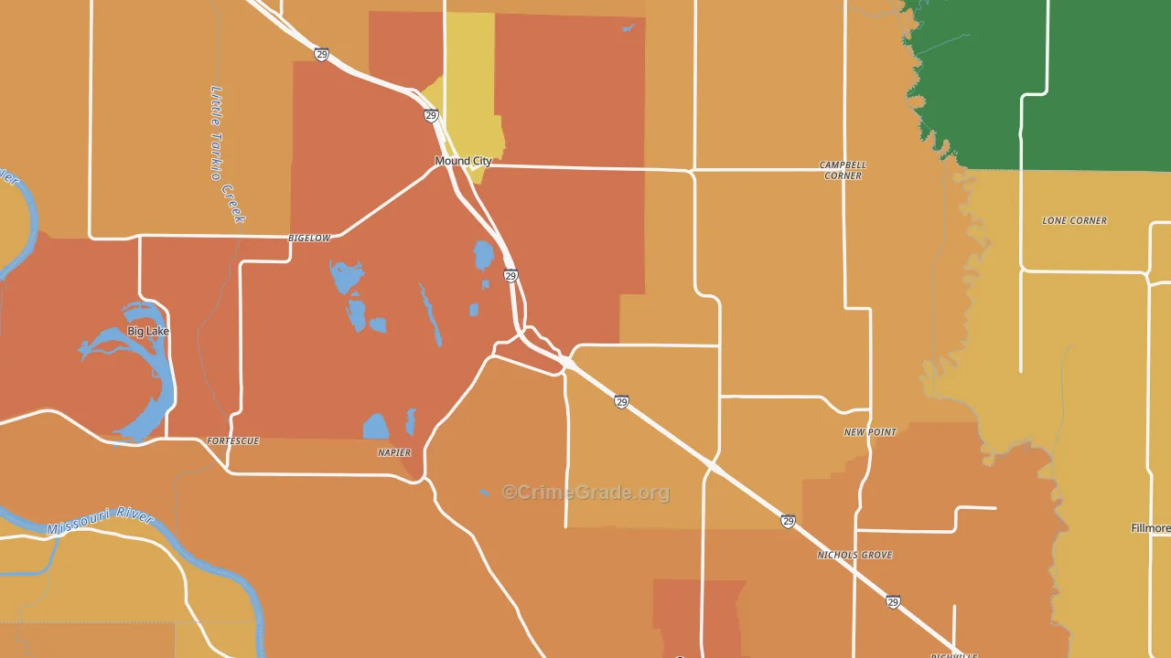 Holt County, MO Map of Robbery Rates