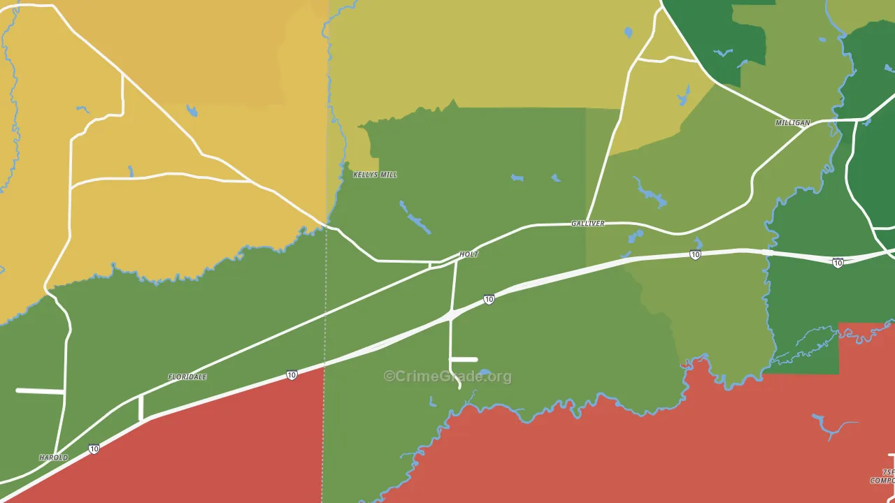 Holt, FL Map of Robbery Rates