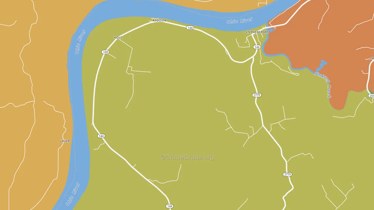 Holt, KY Map of Robbery Rates