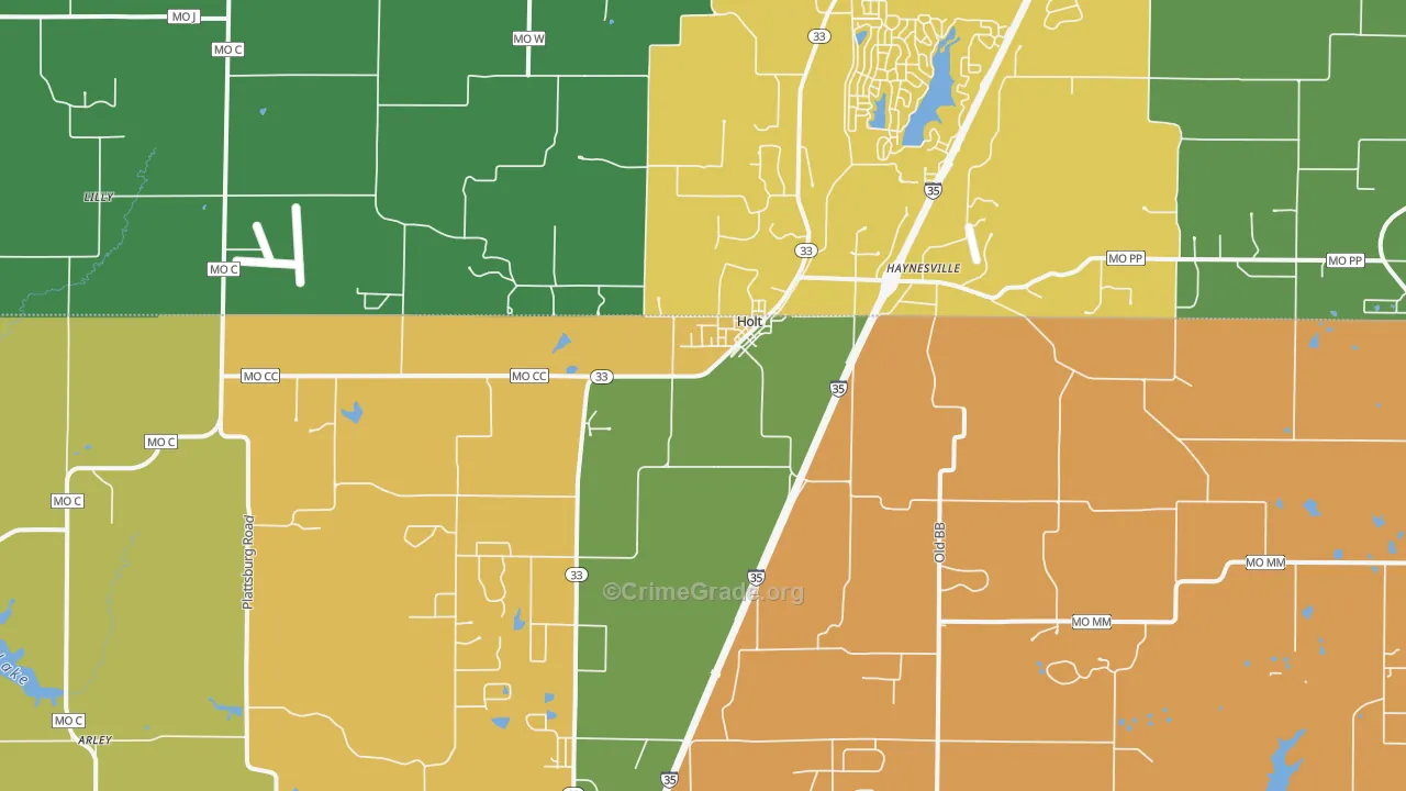 Holt, MO Map of Robbery Rates