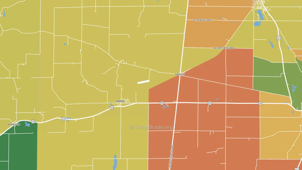 Holton, IN Map of Robbery Rates