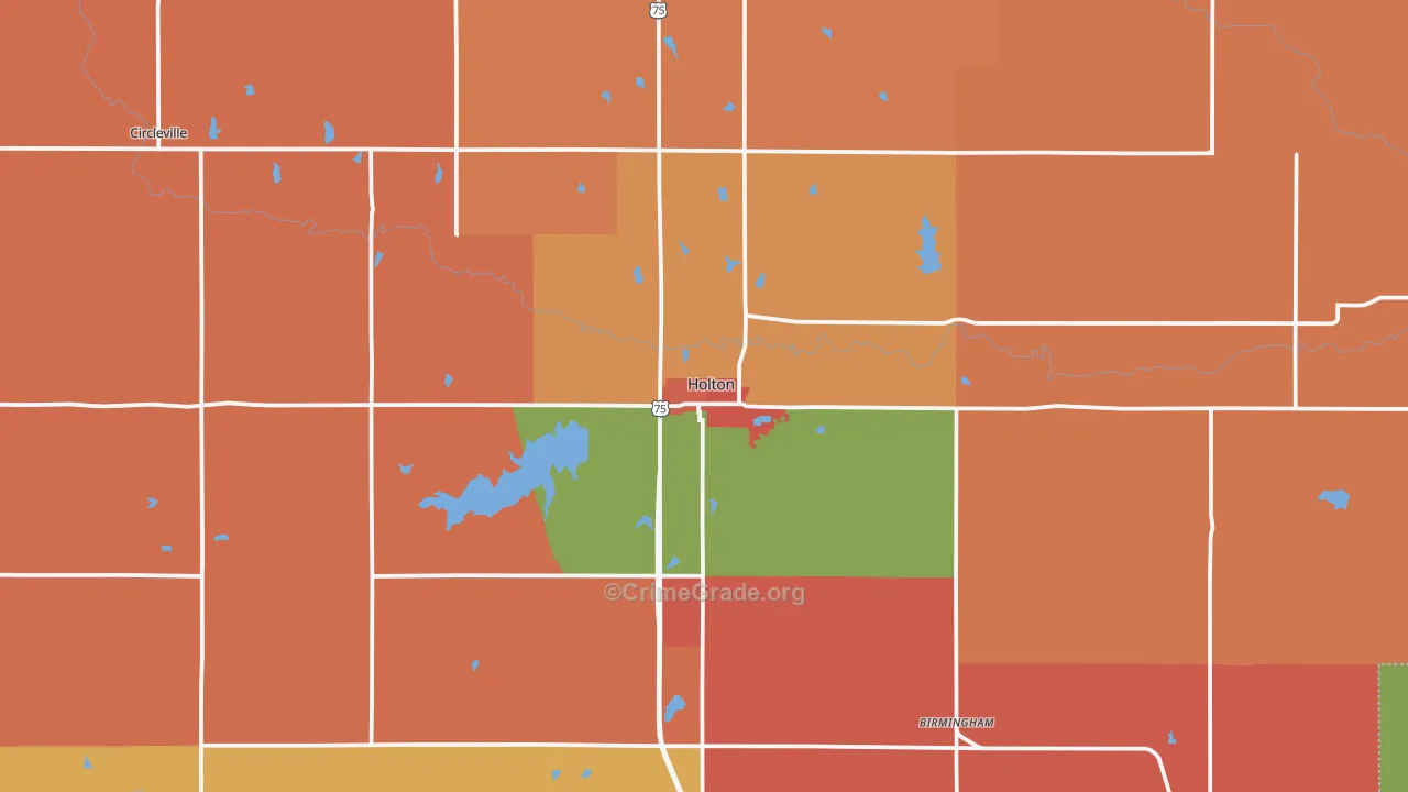 Holton, KS Map of Robbery Rates