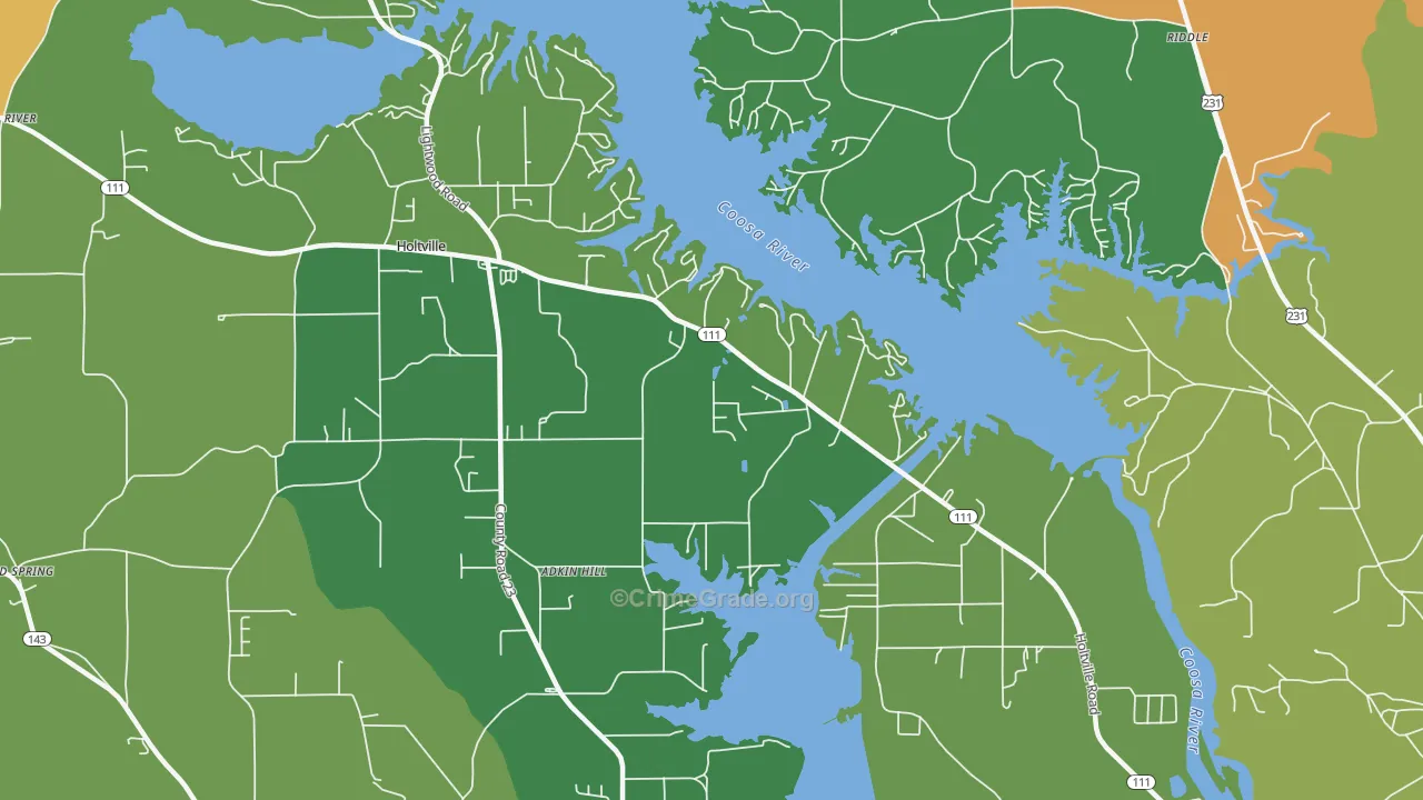 Holtville, AL Map of Robbery Rates