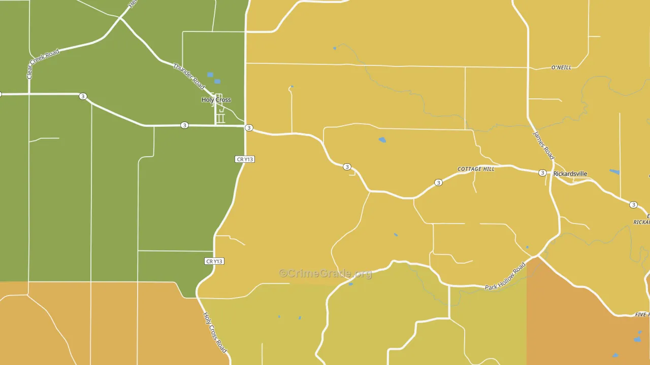 Holy Cross, IA Map of Robbery Rates