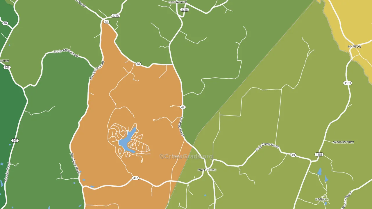 Holy Cross, KY Map of Robbery Rates