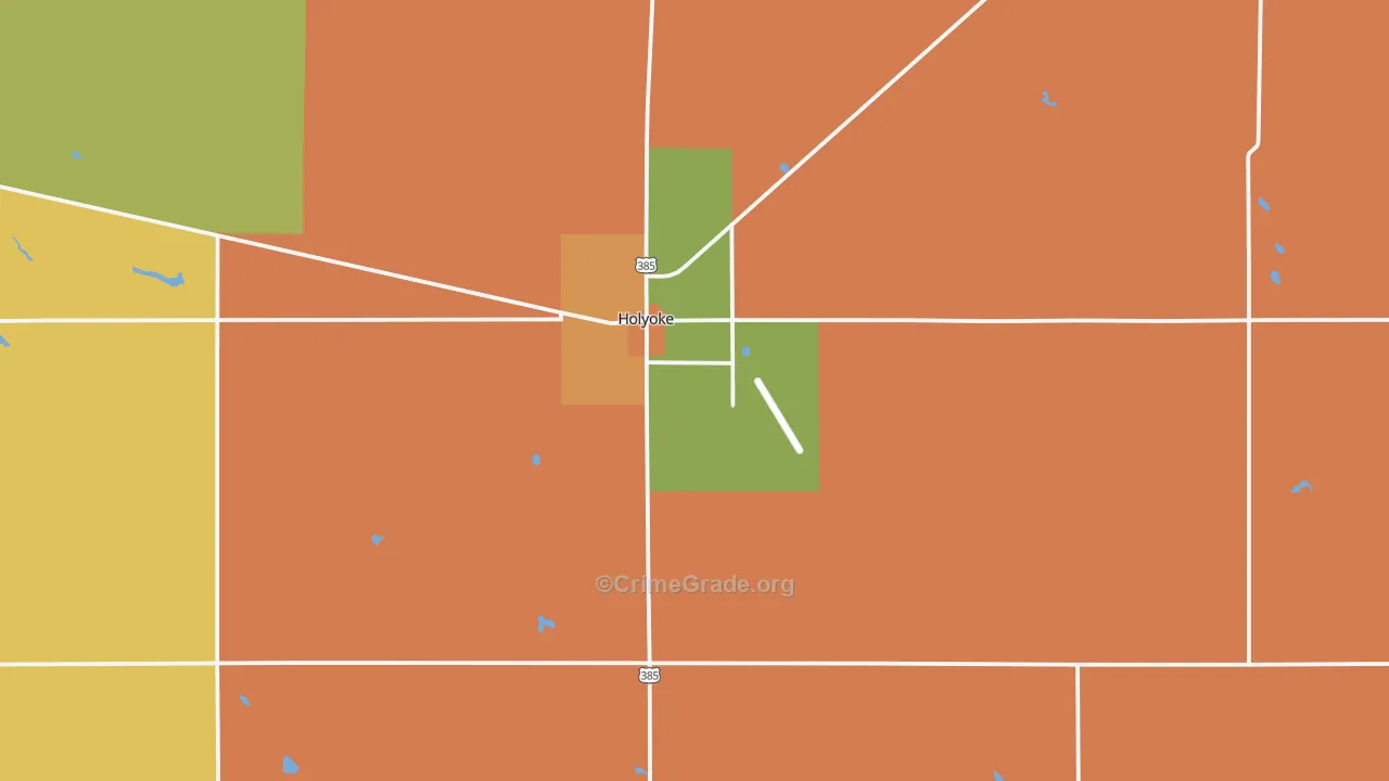 Holyoke, CO Map of Robbery Rates
