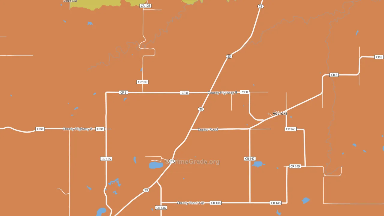 Holyoke, MN Map of Robbery Rates