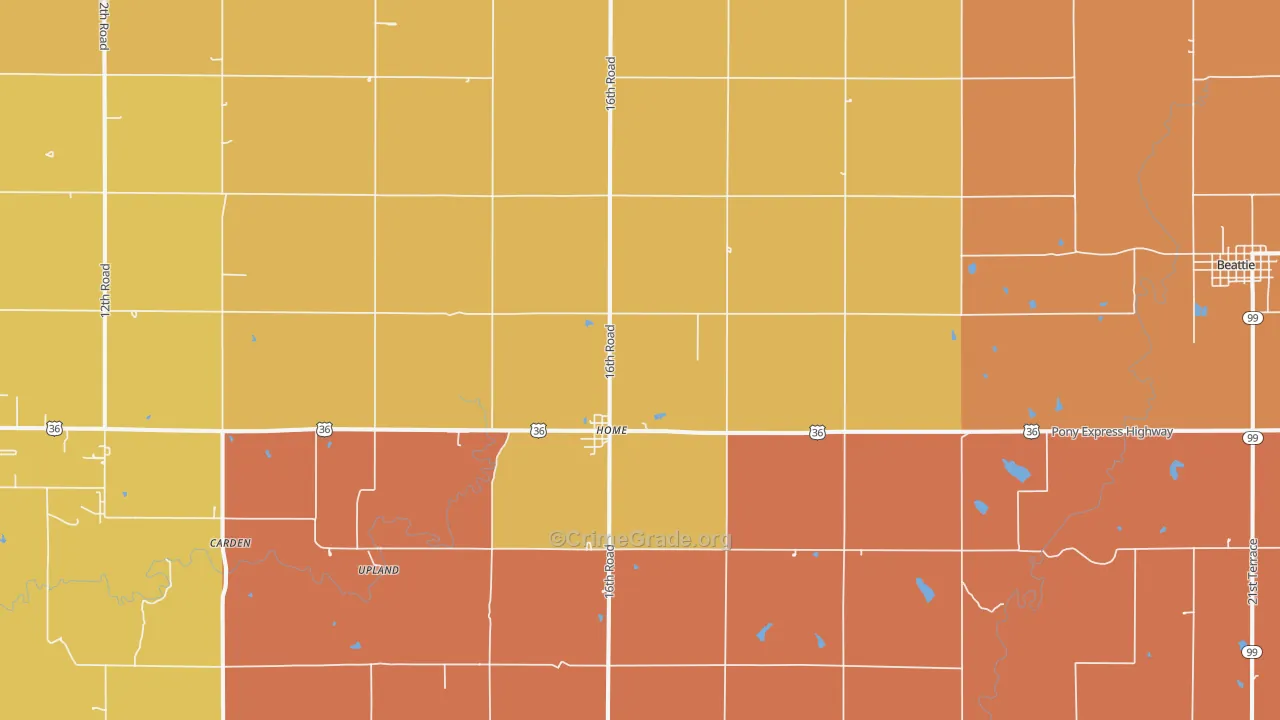 Home, KS Map of Robbery Rates