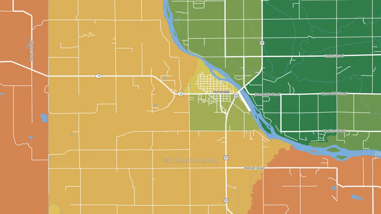 Homedale, ID Map of Robbery Rates