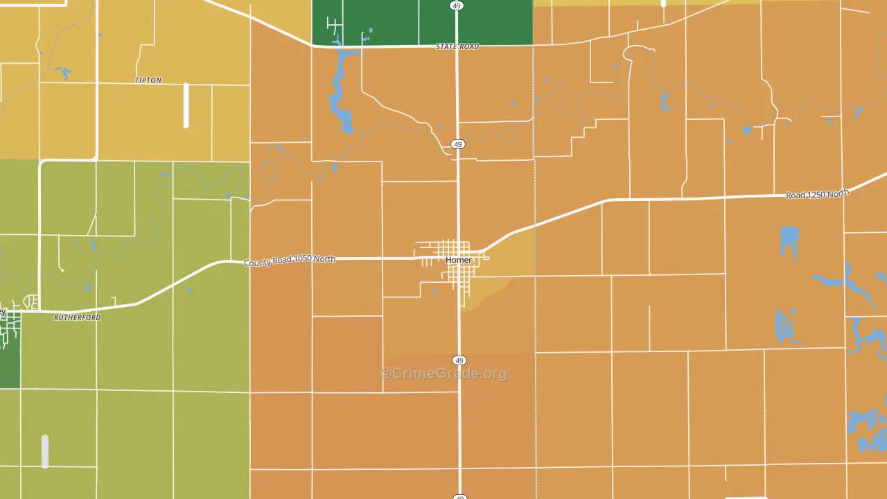 Homer, IL Map of Robbery Rates