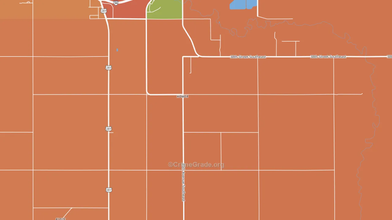 Homer, ND Map of Robbery Rates
