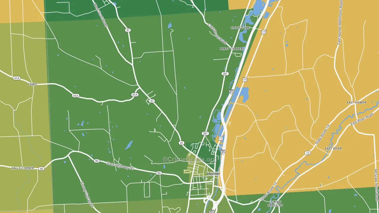 Homer, NY Map of Robbery Rates