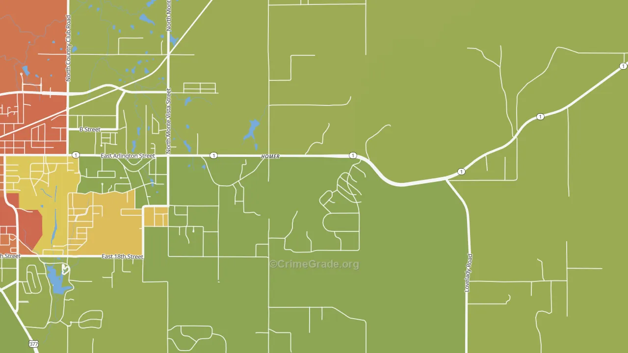 Homer, OK Map of Robbery Rates