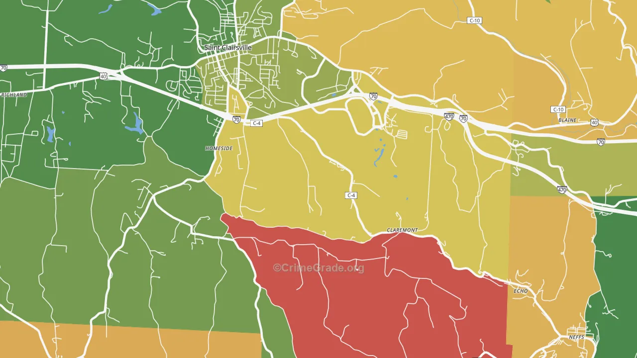 Homeside, OH Map of Robbery Rates