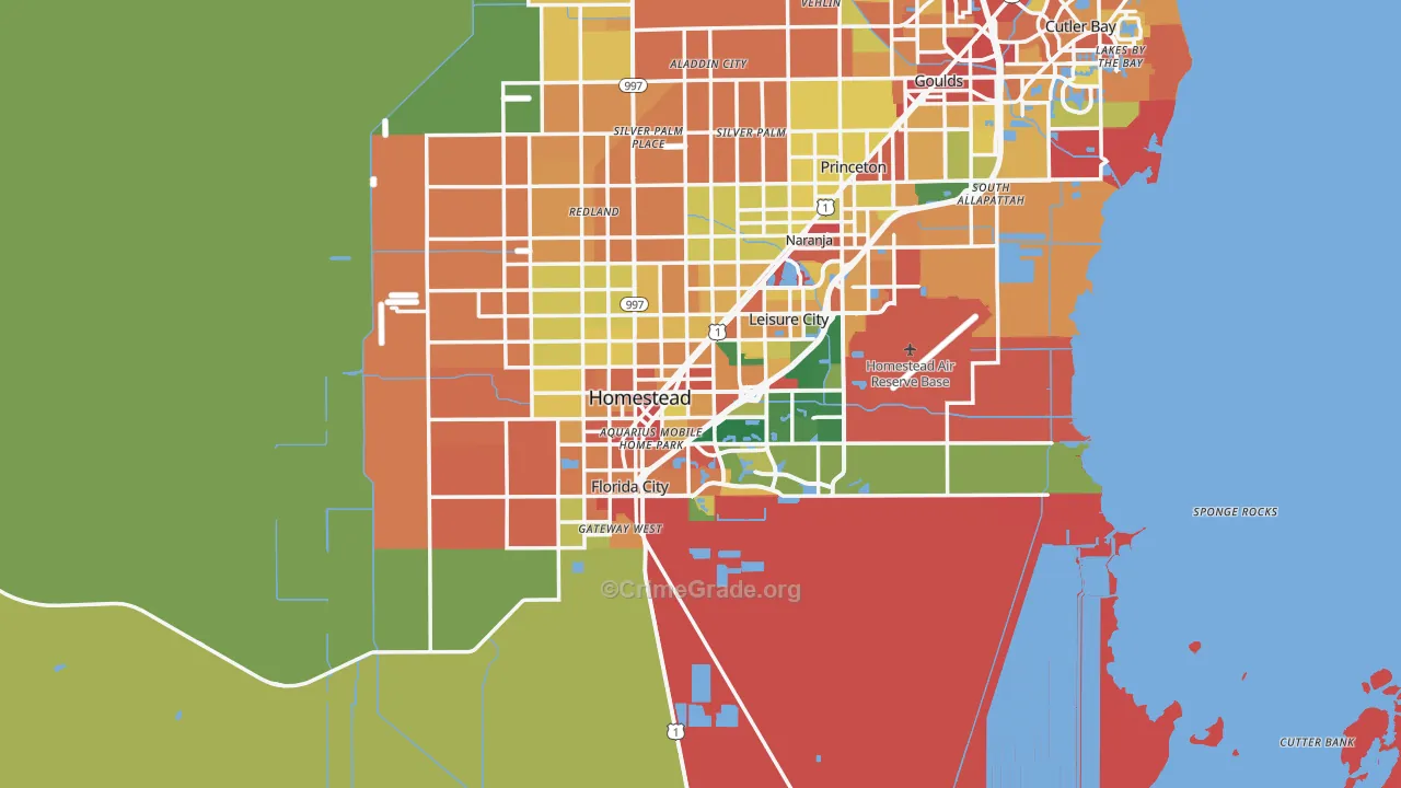 Homestead, FL Map of Robbery Rates