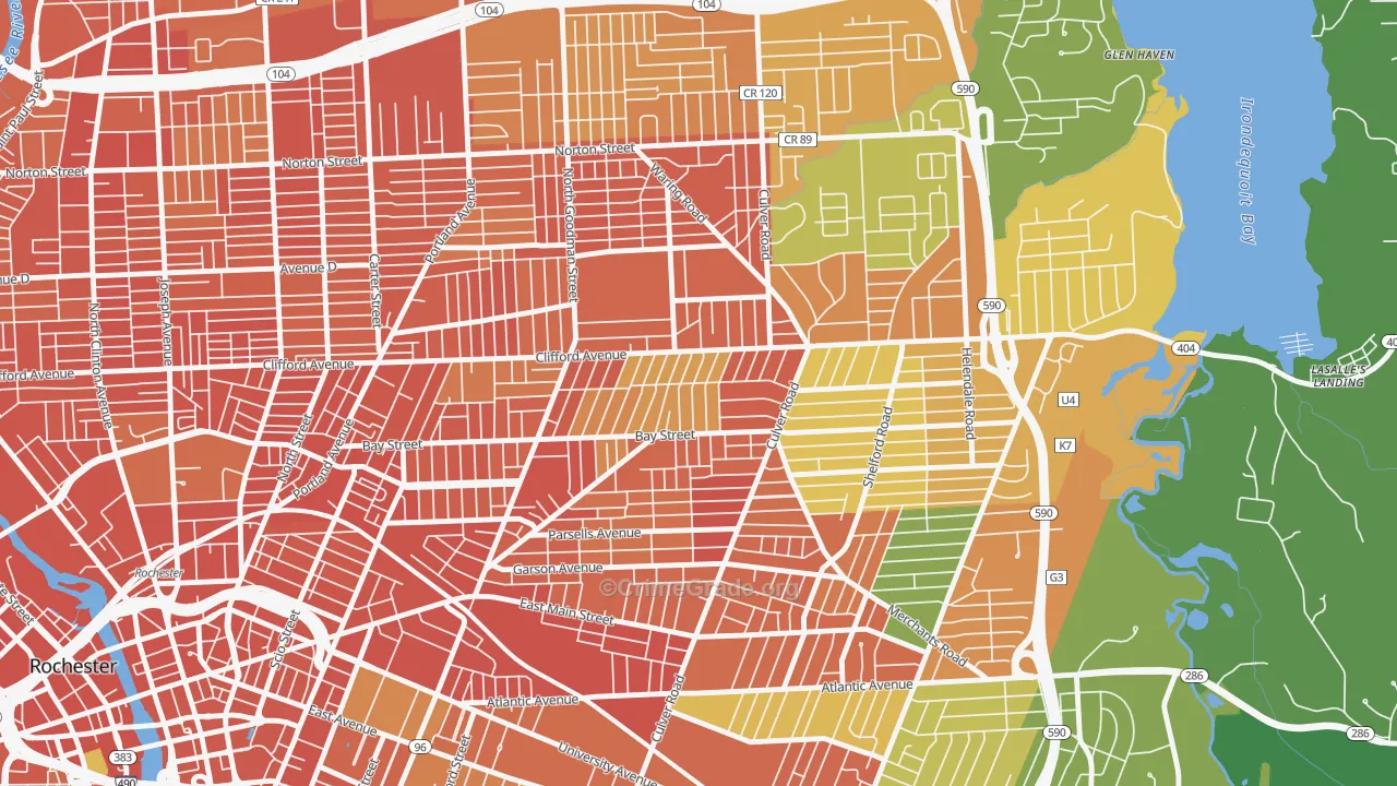 Homestead Heights, Rochester, NY Map of Robbery Rates