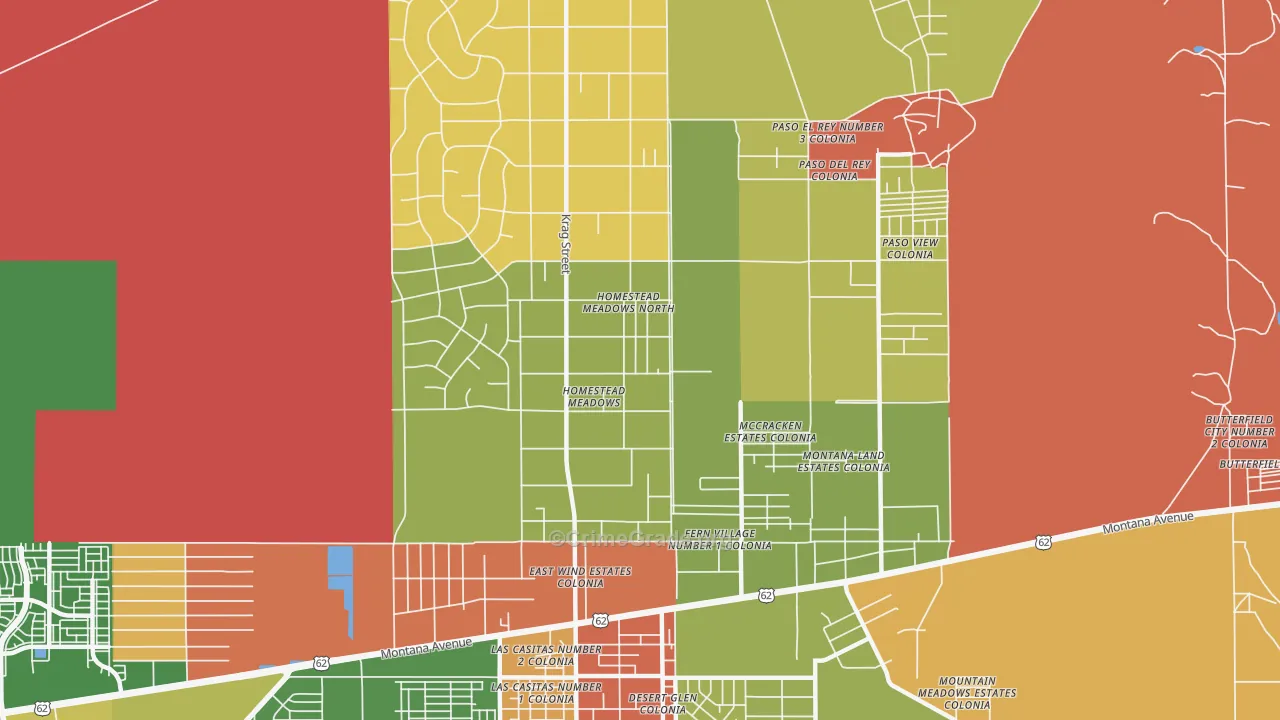 Homestead Meadows North, TX Map of Robbery Rates