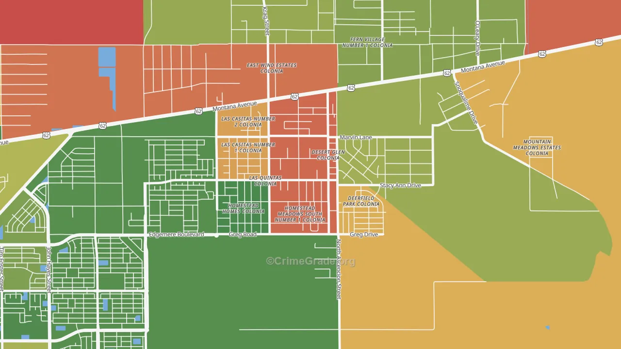 Homestead Meadows South, TX Map of Robbery Rates