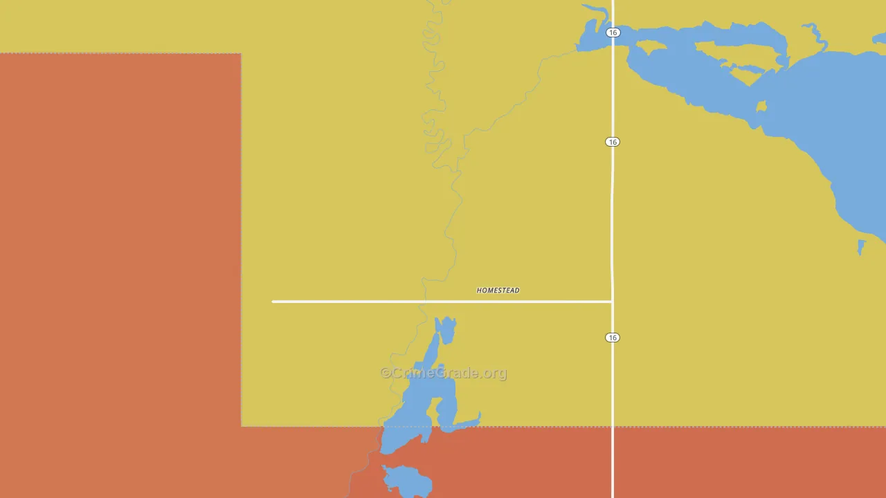 Homestead, MT Map of Robbery Rates