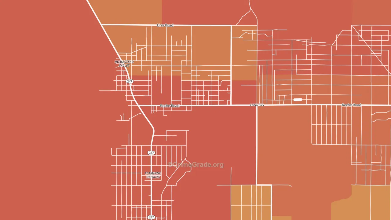 Homestead Valley, CA Map of Robbery Rates