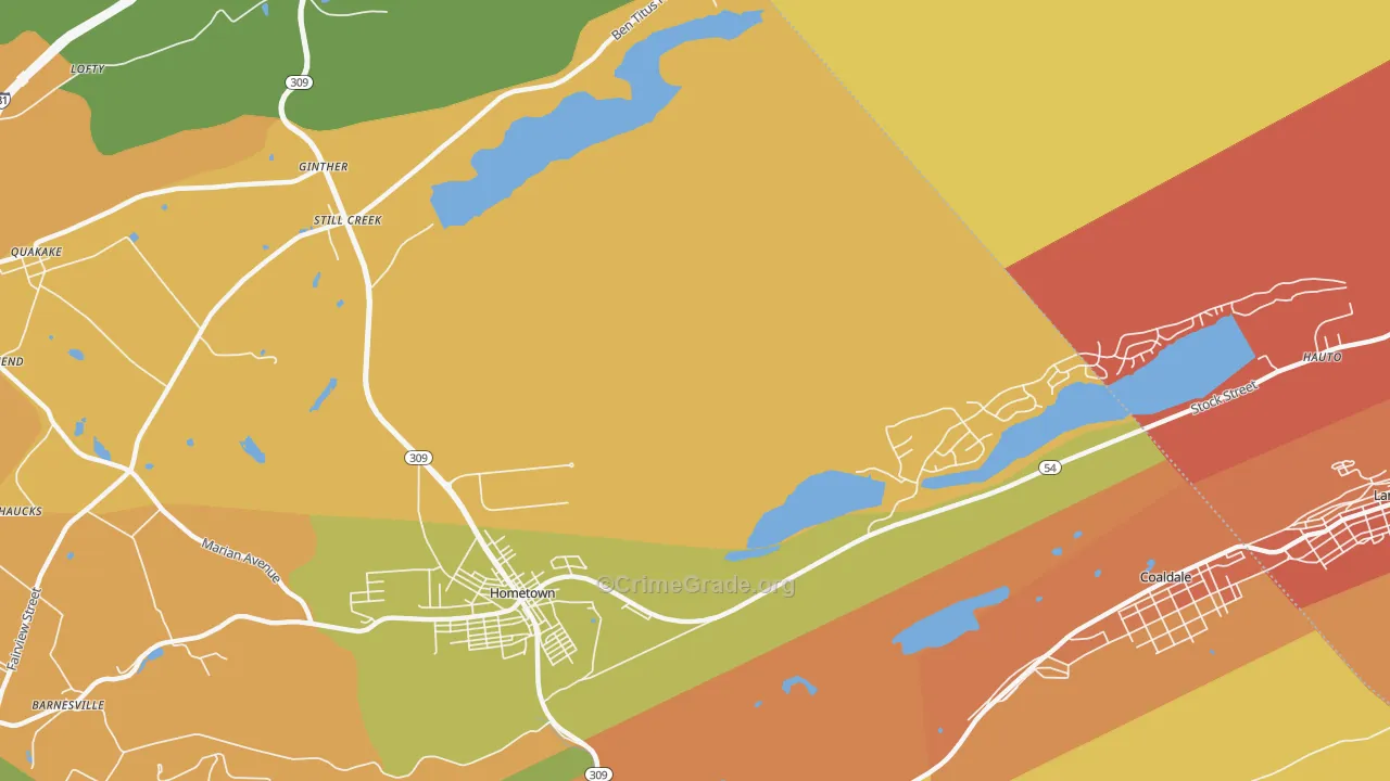 Hometown, PA Map of Robbery Rates