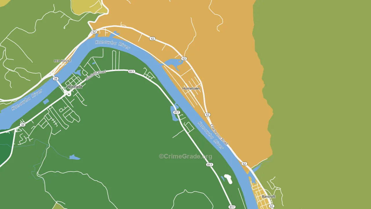 Hometown, WV Map of Robbery Rates
